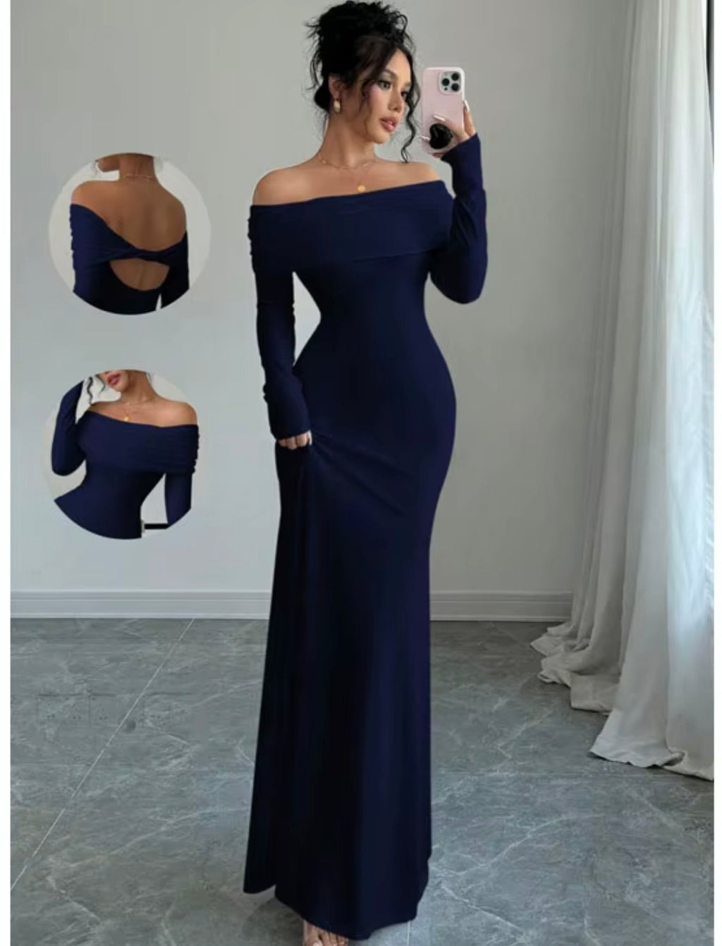 Robe Safiya – Longue épaules dénudées