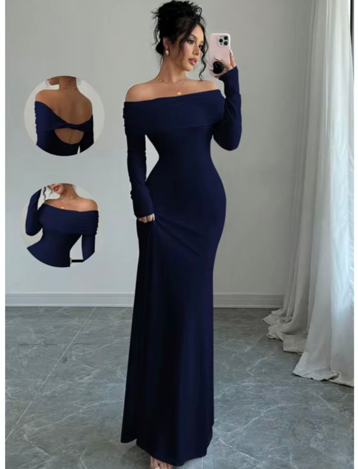 Robe Safiya – Longue épaules dénudées